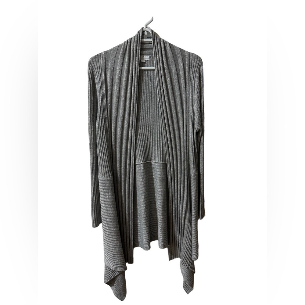 Joseph A Open Front Drapey Metallic Cardigan - image 1
